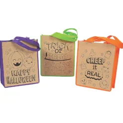 Color Your Own Halloween Tote Bag Assorted 10" x 4" x 12" (EACH)