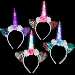 Light Up Flip Sequin Unicorn Headband Assorted (EACH)