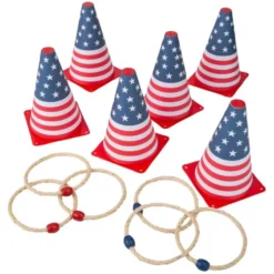 Patriotic USA Flag Cone Ring Toss Game 5.25" x 8" (EACH)