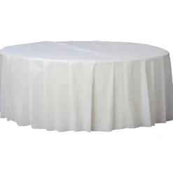 Plastic Table Cover - Round White 84" (EACH)