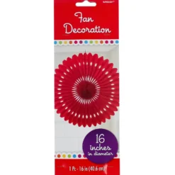 Red Paper Fan Decoration 16" (EACH)