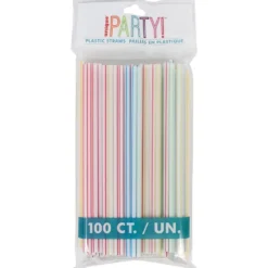 Striped Plastic Straws (100 PACK)