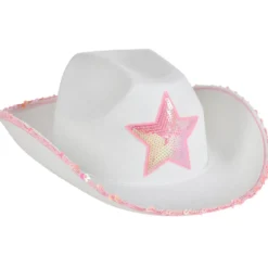 White Felt Cowgirl Hat With Pink Star (EACH)
